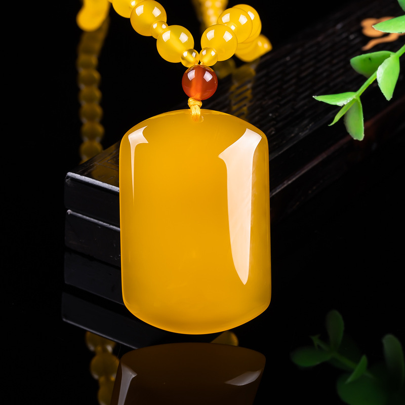 Beading - Colgante cuadrado liso de calcedonia dorada