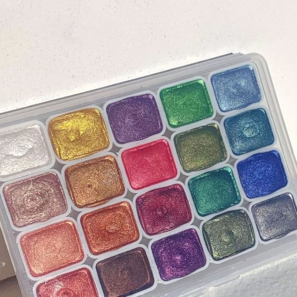 Watercolor Paint Set Solid Pigment - Set profesional de pinturas acuarelables nacaradas